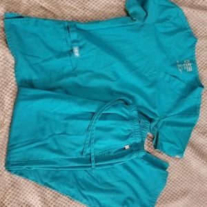 Cherokee work wear flex scrub set teal